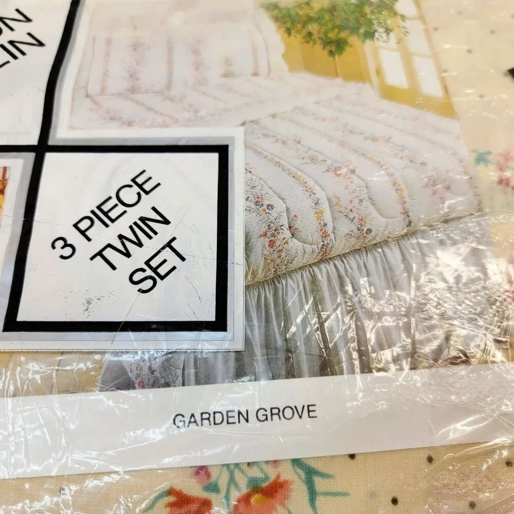 Vintage Lady Pepperell 3 Piece Twin Set Sheet Garden Grove Pattern No Iron NEW